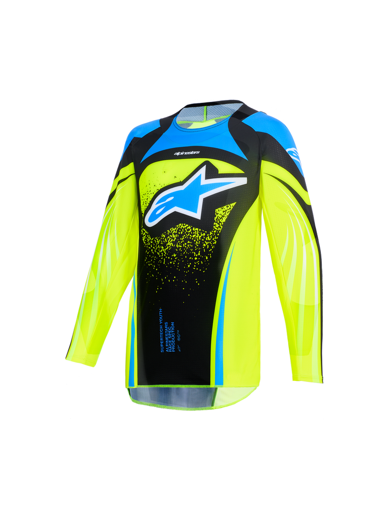 Alpinestars 2026 Youth Supertech Nomur Jersey - Dark Navy/Fluro Yellow/Ucla Blue - View 1 | Everest Motorcycles