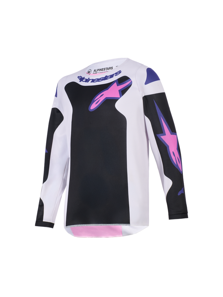 Alpinestars 2026 Youth Fluid Grid Jersey - Black/Light Gray/Purple - View 1 | Everest Motorcycles