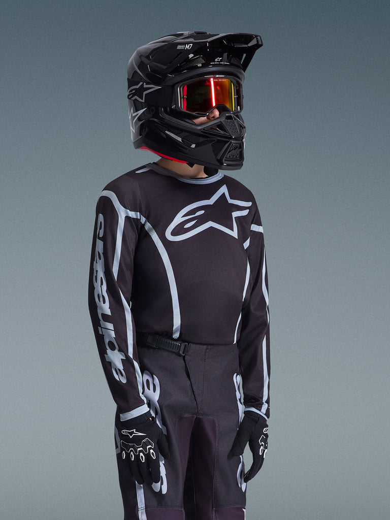 Alpinestars 2026 Youth Fluid Apex Jersey - Black/Gray - View 4 | Everest Motorcycles