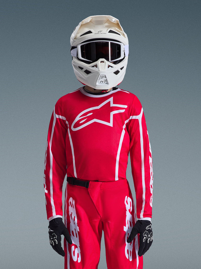 Alpinestars 2026 Youth Fluid Apex Jersey - Red/White - View 3 | Everest Motorcycles