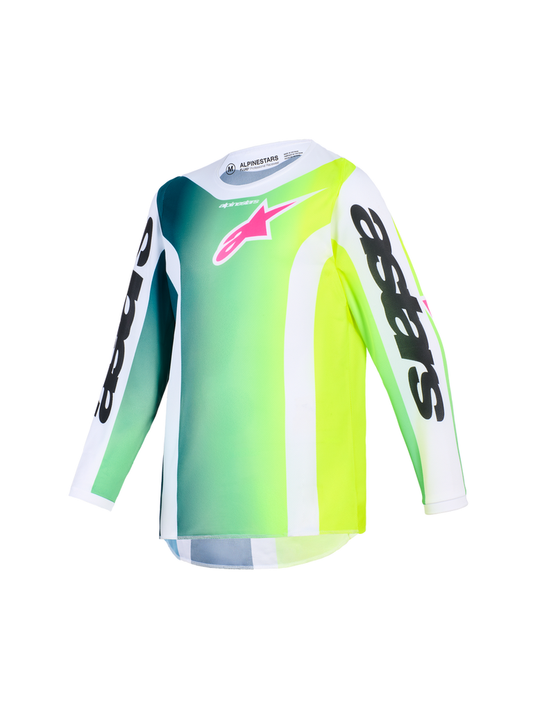 Alpinestars 2026 Youth Fluid Portl Jersey - Green/White/Black - View 1 | Everest Motorcycles