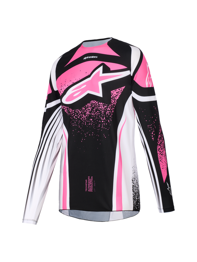 Alpinestars 2026 Womens Techstar Nomur Jersey - Black/White/Fuchsia - View 1 | Everest Motorcycles