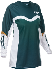 Load image into Gallery viewer, Fly Racing 2026 F-16 MX Women's Jersey - Teal/White/Gold