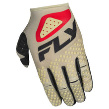 Load image into Gallery viewer, Fly Racing 2025 Youth Kinetic SYM Gloves  - Light Grey/ Red/ Black