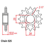 FRONT SPROCKET - STEEL W/-RUBBER CUSH 15T 525P