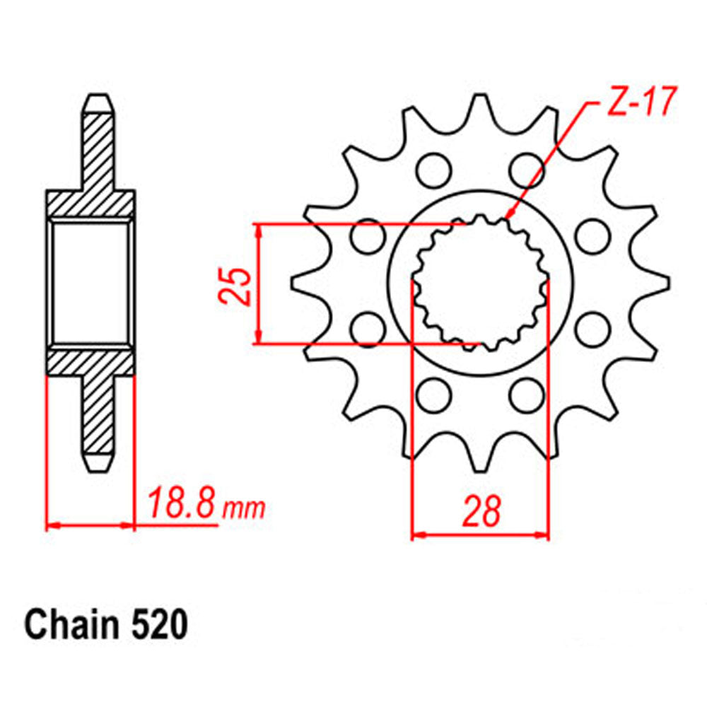 FRONT SPROCKET - STEEL 15T 520P