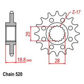 FRONT SPROCKET - STEEL 16T 520P