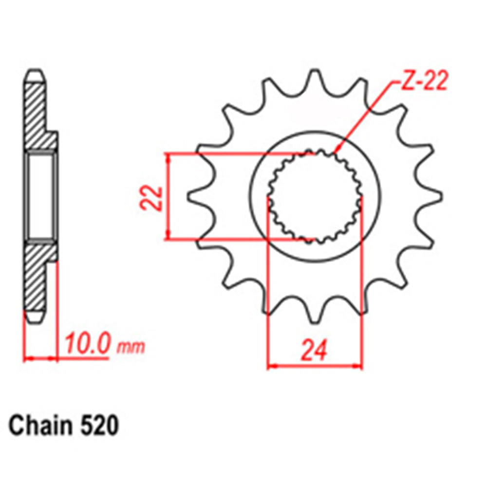 FRONT SPROCKET - STEEL 15T 520P