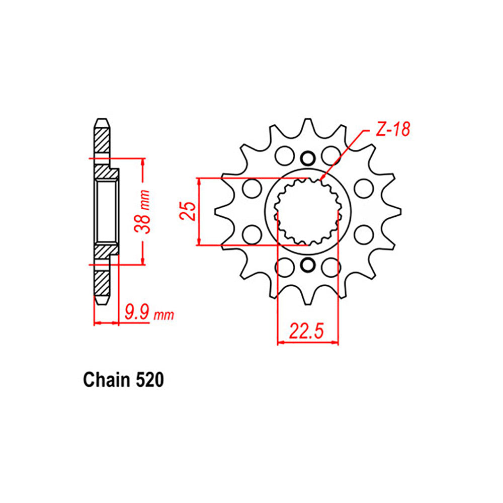 FRONT SPROCKET - STEEL 13T 520P