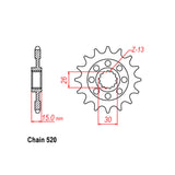 FRONT SPROCKET - STEEL 16T 520P