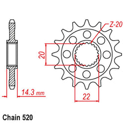 FRONT SPROCKET - STEEL W/-RUBBER CUSH 16T 520P