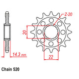 FRONT SPROCKET - STEEL 16T 520P