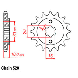 FRONT SPROCKET - STEEL 14T 520P