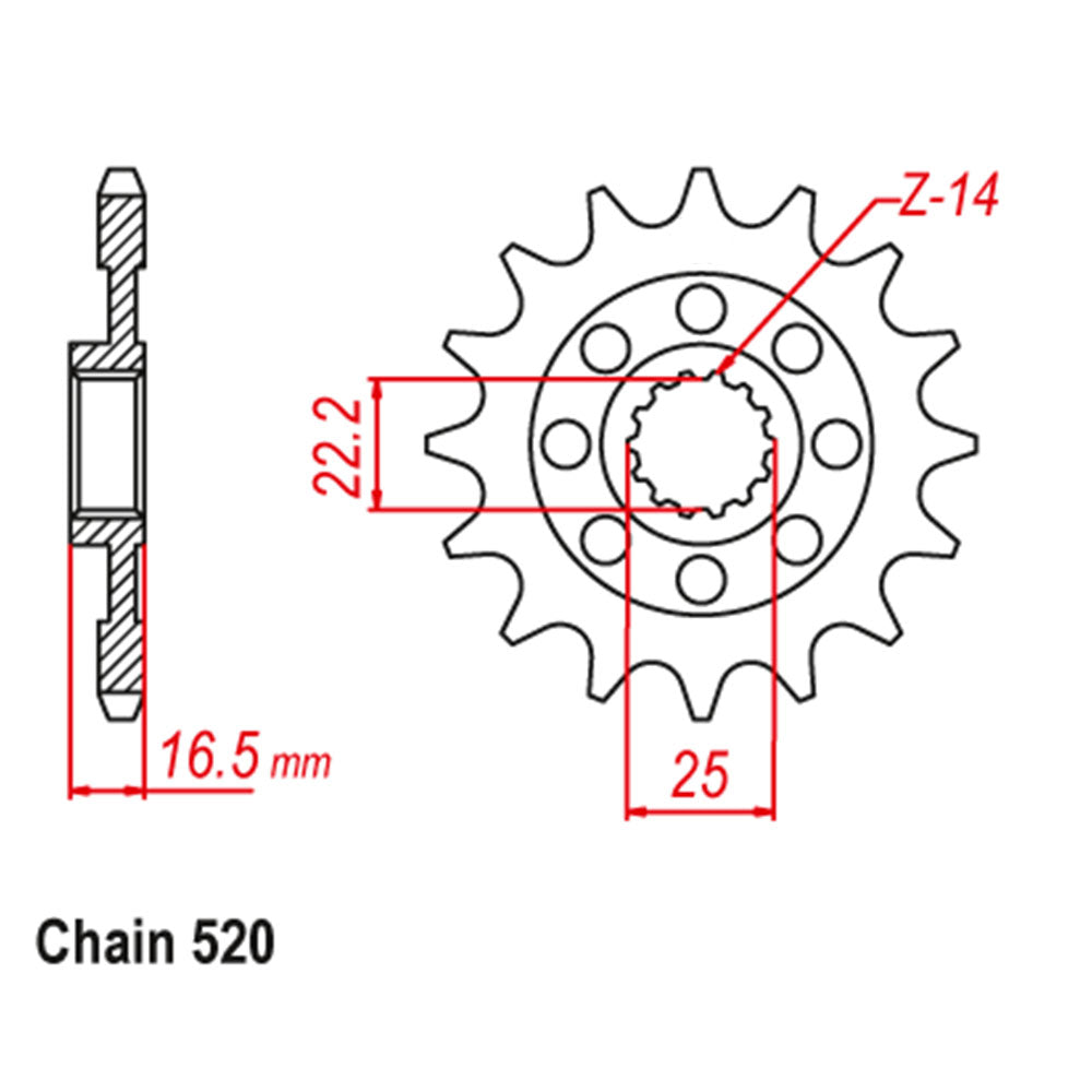 FRONT SPROCKET - STEEL 14T 520P