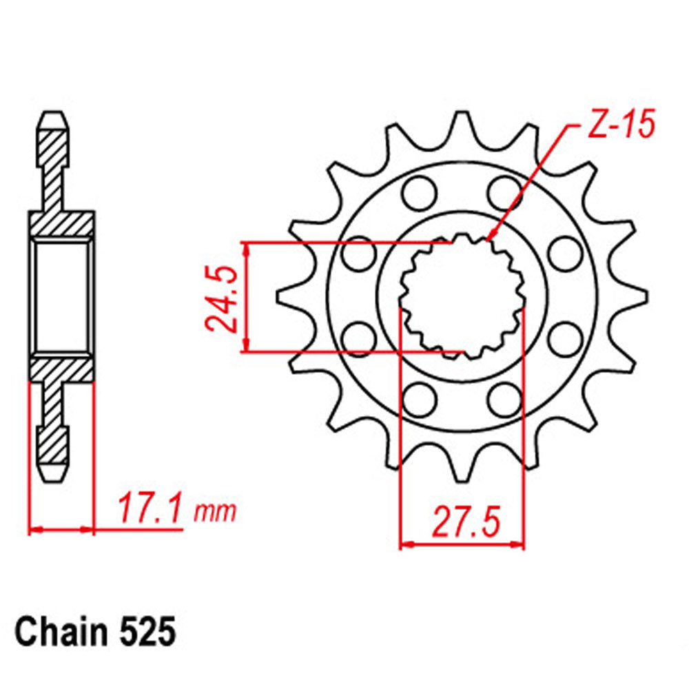 FRONT SPROCKET - STEEL 15T 525P