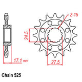 FRONT SPROCKET - STEEL 15T 525P