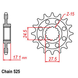 FRONT SPROCKET - STEEL 16T 525P