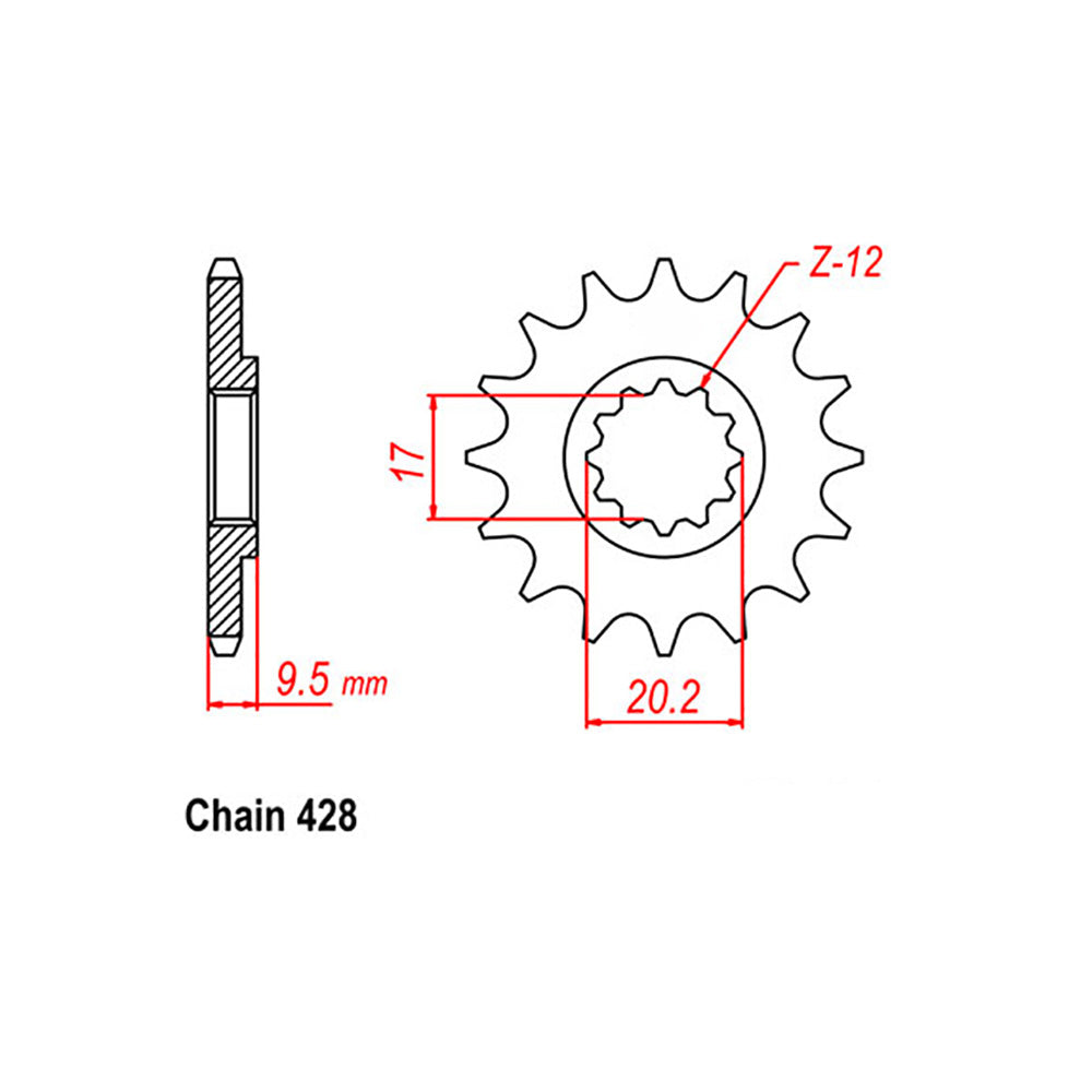 FRONT SPROCKET - STEEL 14T 428P