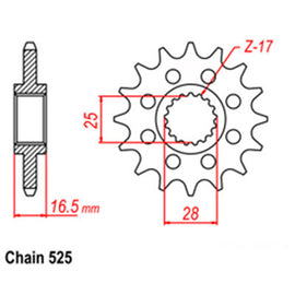 FRONT SPROCKET - STEEL 16T 525P