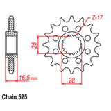 FRONT SPROCKET - STEEL 17T 525P