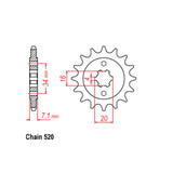 FRONT SPROCKET - STEEL 15T 520P