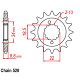 FRONT SPROCKET - STEEL 14T 520P