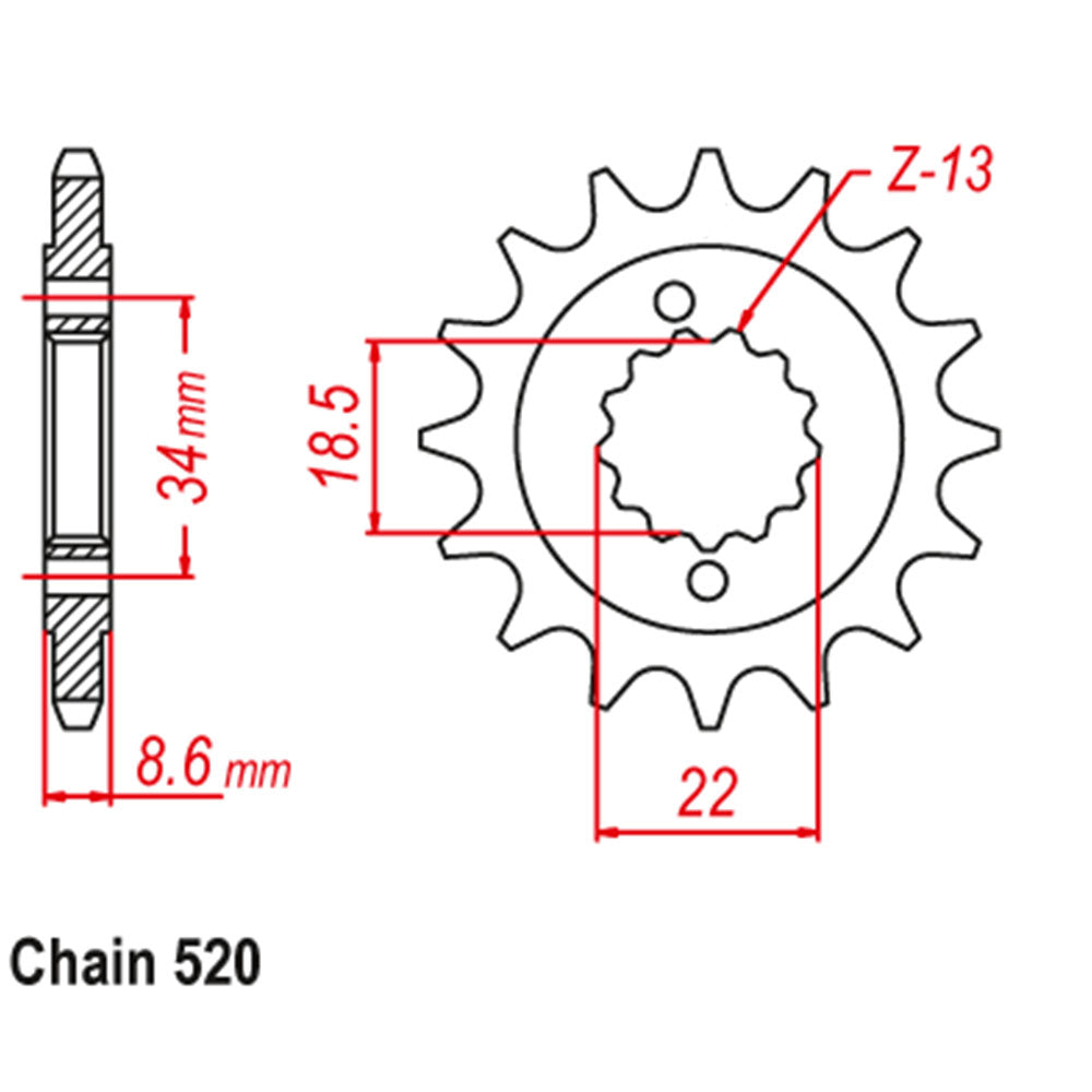 FRONT SPROCKET - STEEL 15T 520P