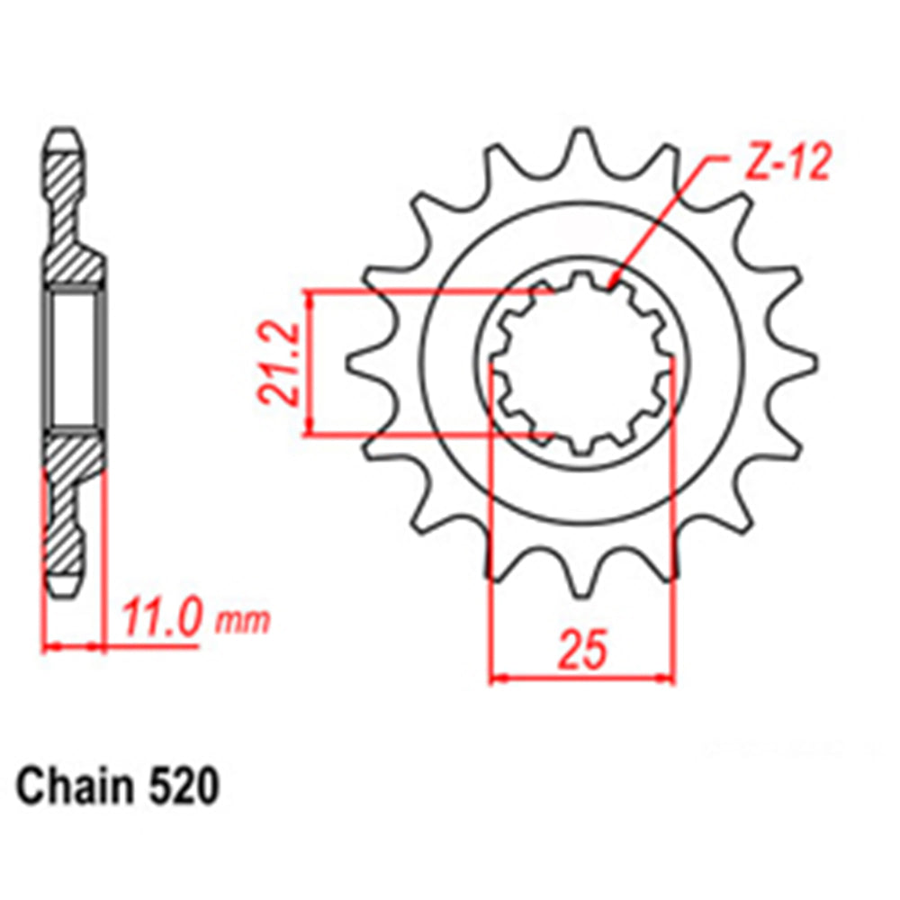 FRONT SPROCKET - STEEL 15T 520P