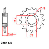 FRONT SPROCKET - STEEL 14T 525P