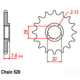 FRONT SPROCKET - STEEL 18T 520P