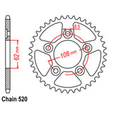 REAR SPROCKET - STEEL 41T 520P