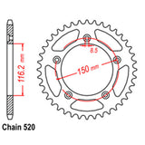 REAR SPROCKET - STEEL 42T 520P