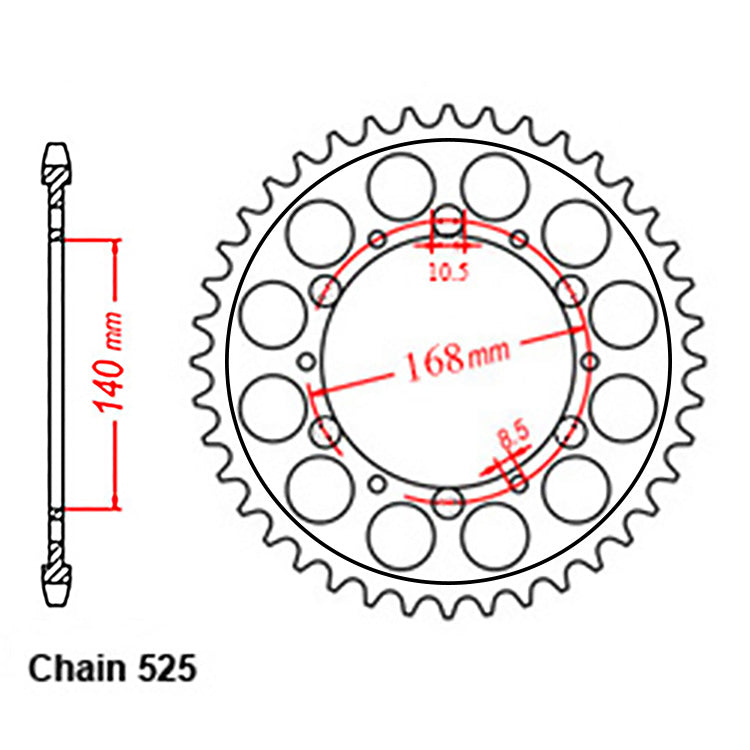 REAR SPROCKET - STEEL 41T 525P