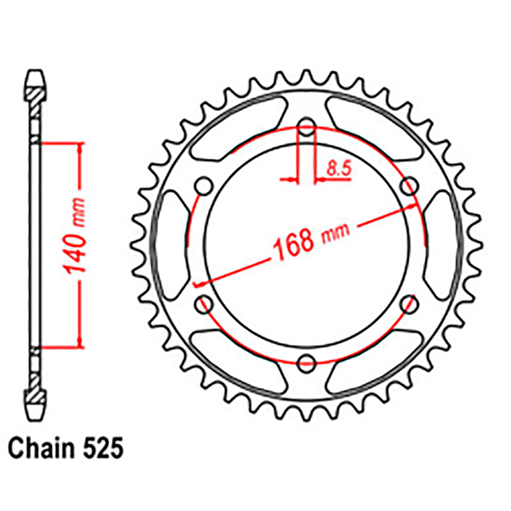 REAR SPROCKET - STEEL 41T 525P