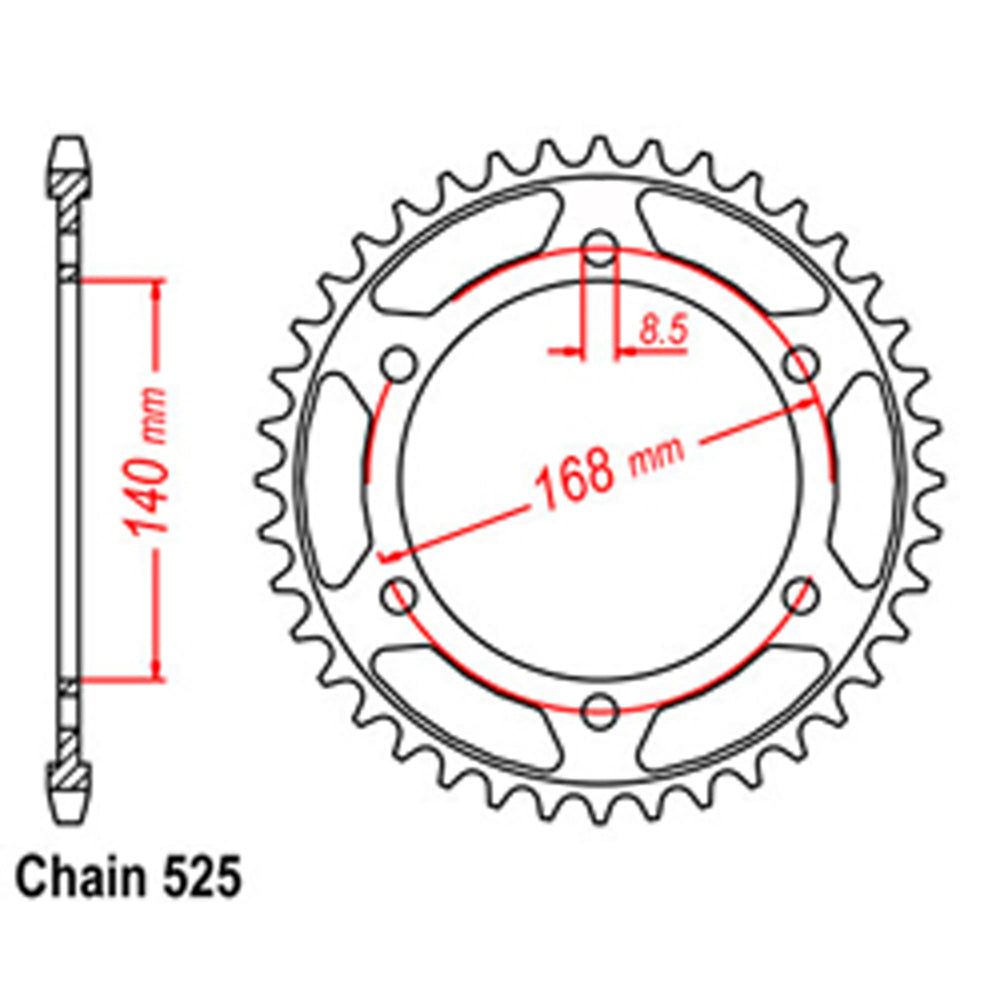 REAR SPROCKET - STEEL 42T 525P