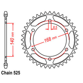 REAR SPROCKET - STEEL 42T 525P