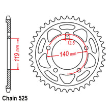 Load image into Gallery viewer, REAR SPROCKET - STEEL 44T 525P