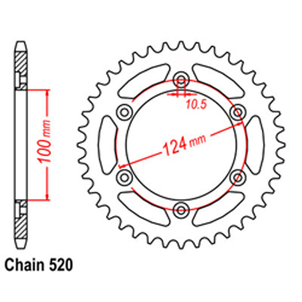 REAR SPROCKET - STEEL 39T 520P