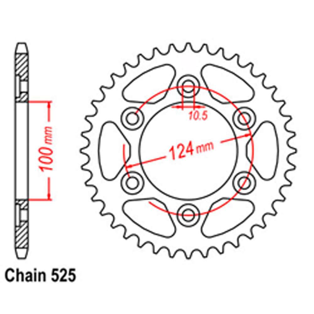 REAR SPROCKET - STEEL 42T 525P