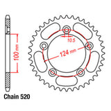 REAR SPROCKET - STEEL 43T 520P