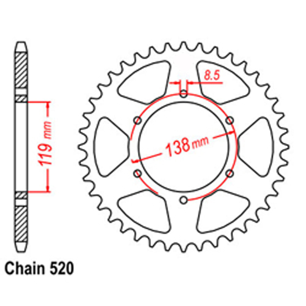 REAR SPROCKET - STEEL 48T 520P