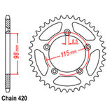 REAR SPROCKET - STEEL 46T 420P