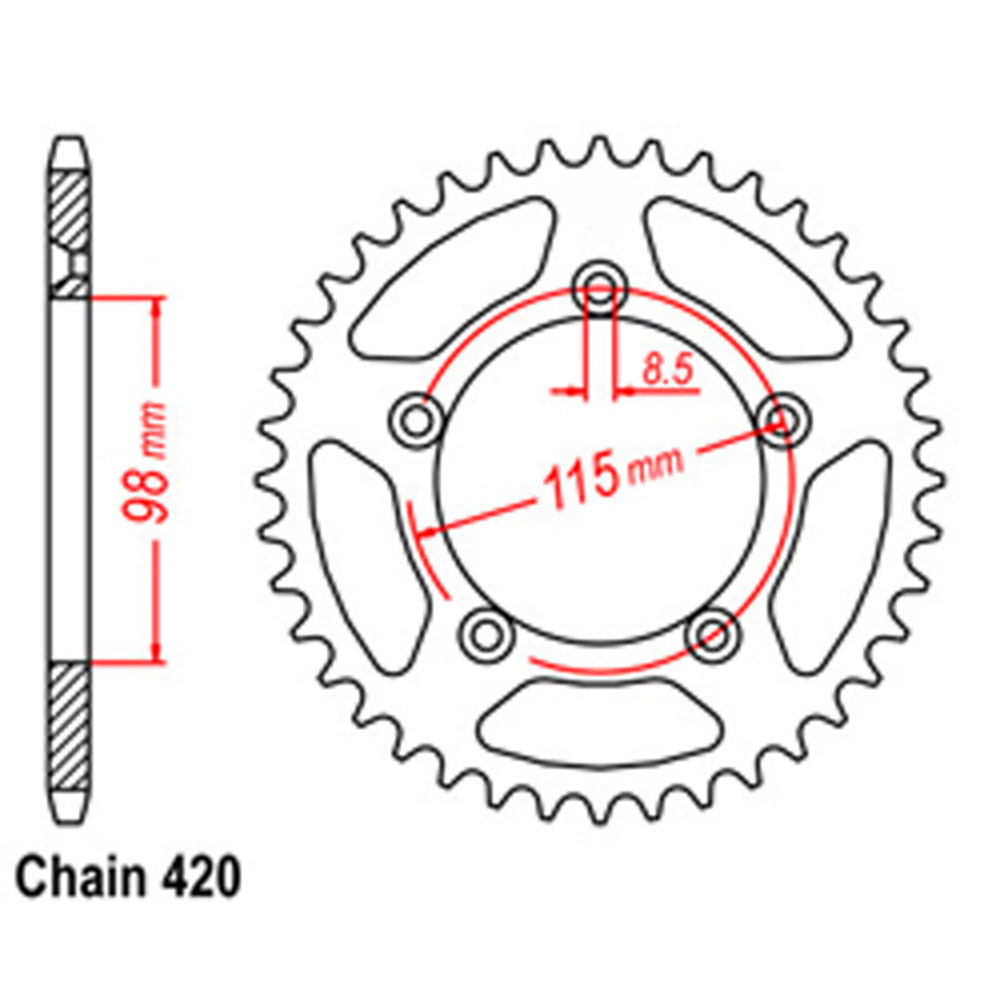 REAR SPROCKET - STEEL 48T 420P