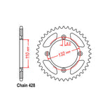 REAR SPROCKET - STEEL 46T 428P