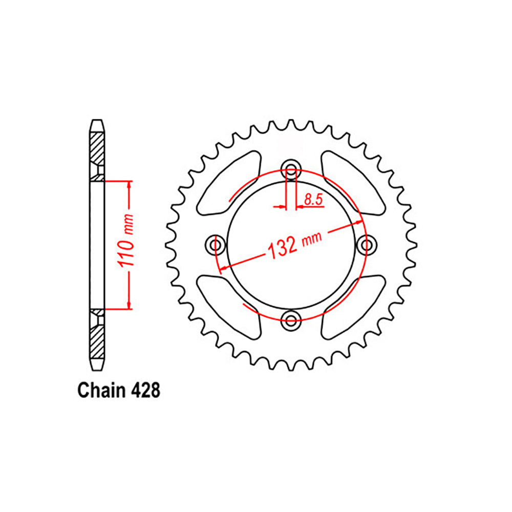 REAR SPROCKET - STEEL 49T 428P