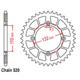 REAR SPROCKET - STEEL 46T 520P