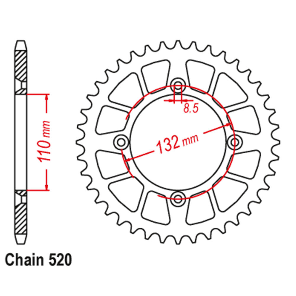 REAR SPROCKET - STEEL 48T 520P