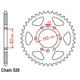 REAR SPROCKET - STEEL 45T 520P