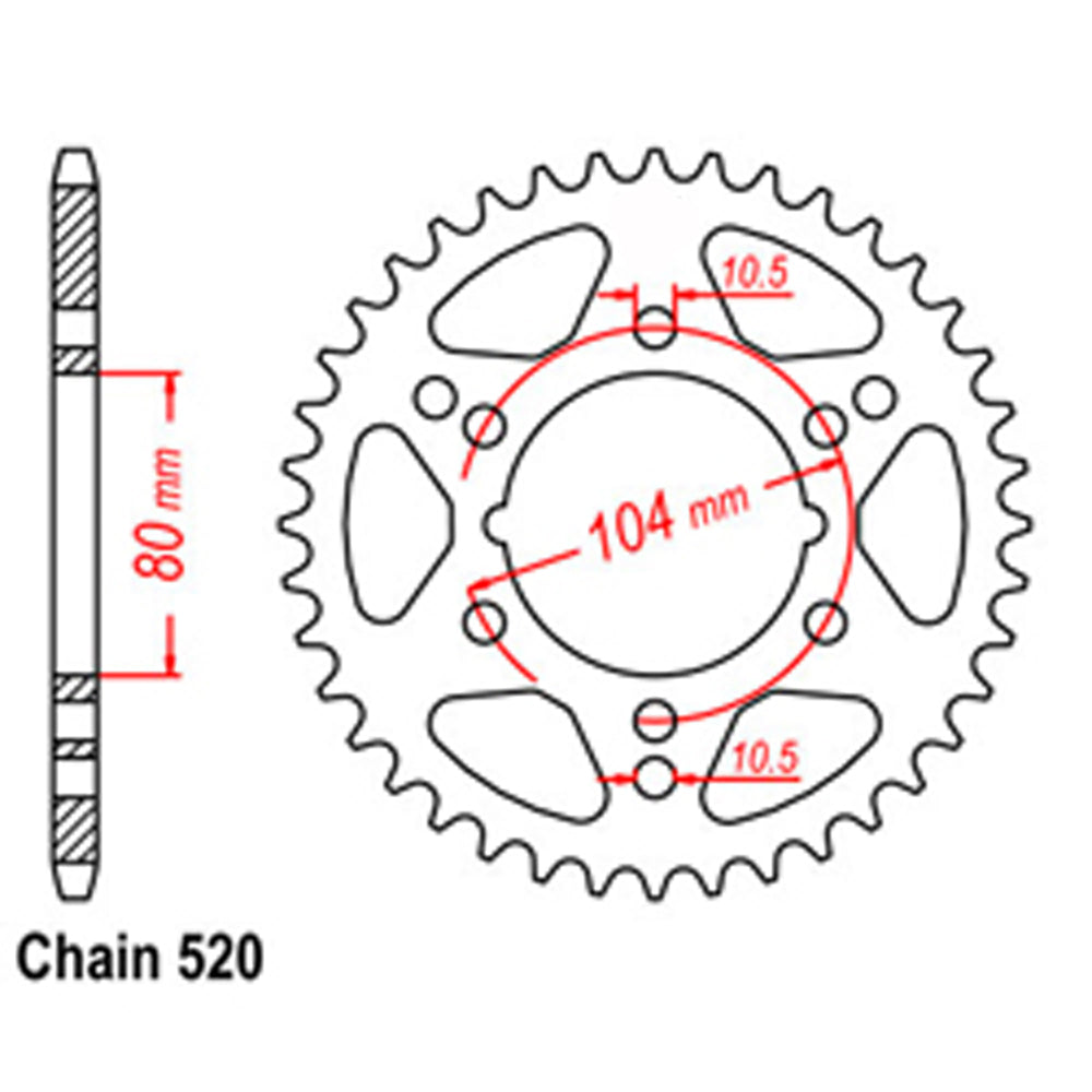 REAR SPROCKET - STEEL 38T 520P