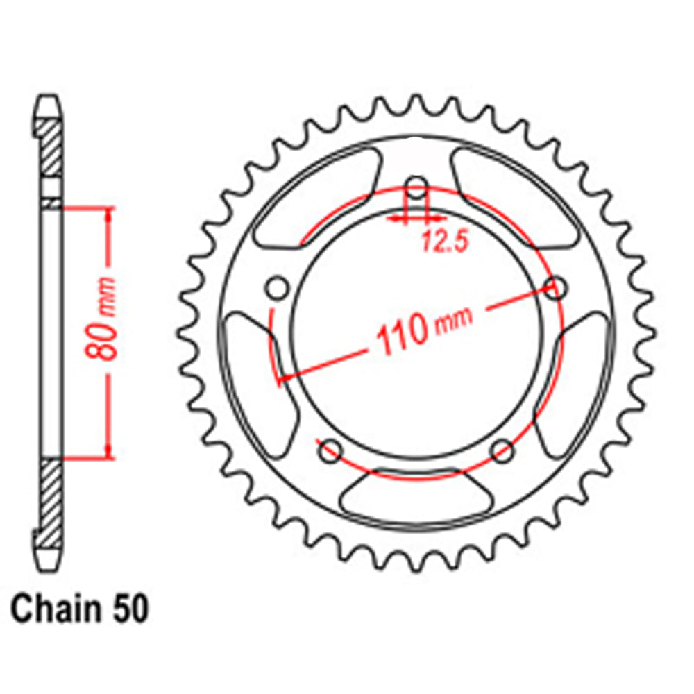 REAR SPROCKET - STEEL 40T 530P